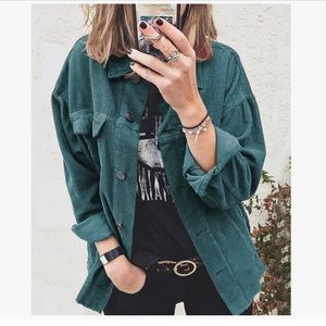 Turquoise/green corduroy button down
